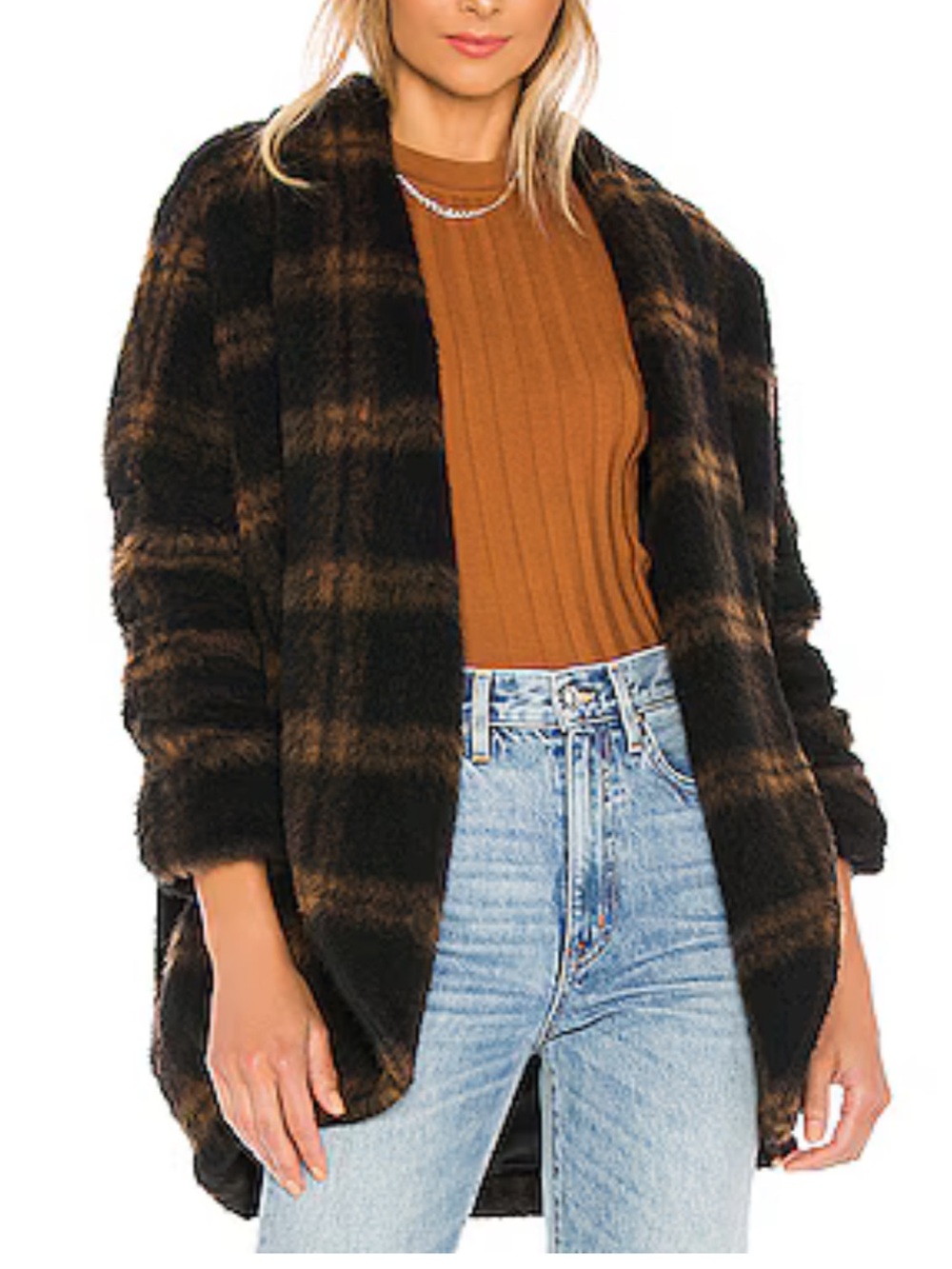 Amanda Uprichard Brown Aspen Cardi
Check Cocoon Coat - XS